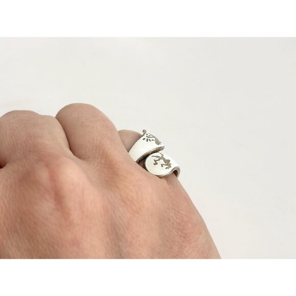 White Guilloche Wrap Siam Thai 925 Sterling Silver Vintage Ring - sz 5.25 - Picture 14 of 14